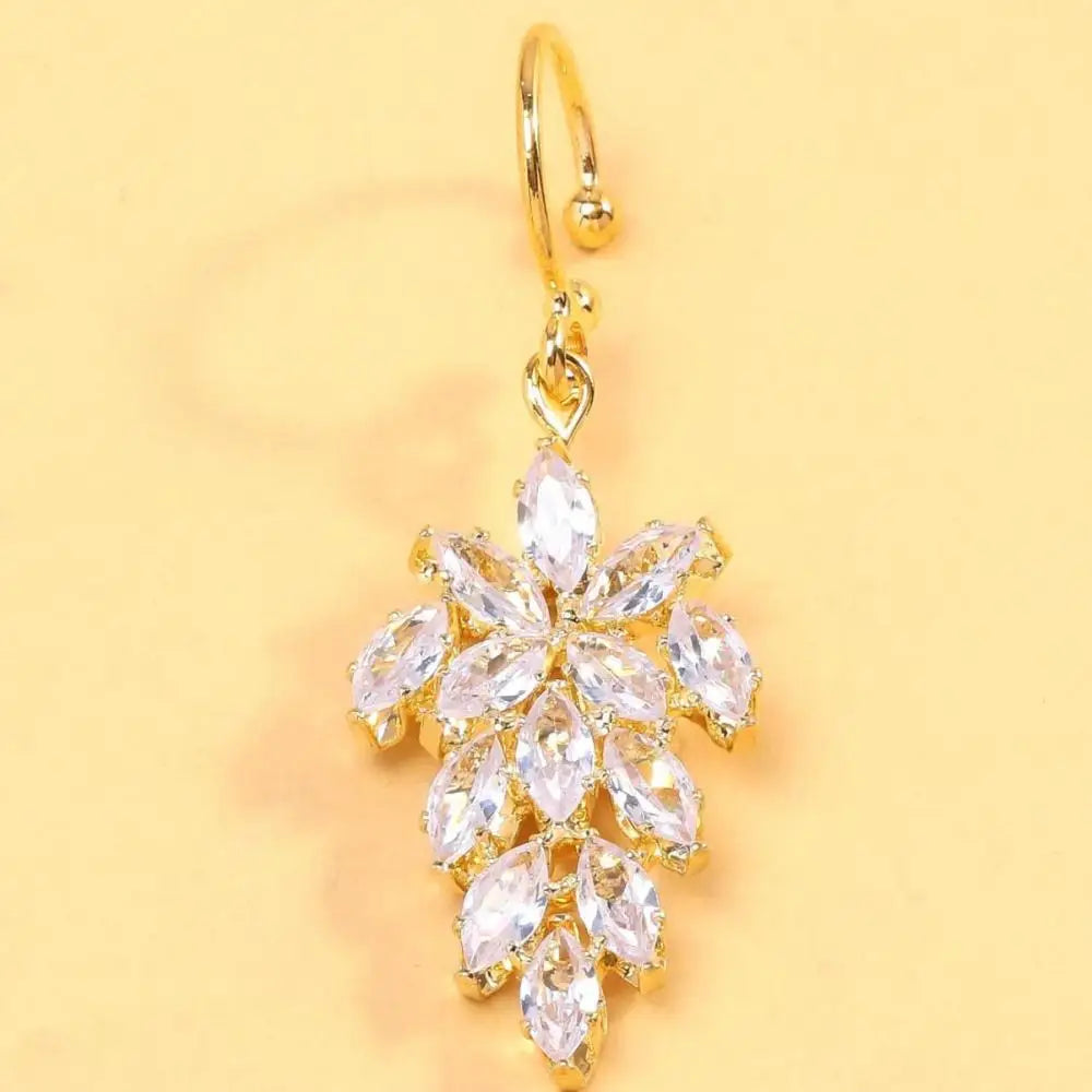 Stonefans Sexy Leaves Lips Ring Zircon High Quality Non Piercing Jewelry Fashion Hip Hop Labret Cuff Accessories Women Nightclub