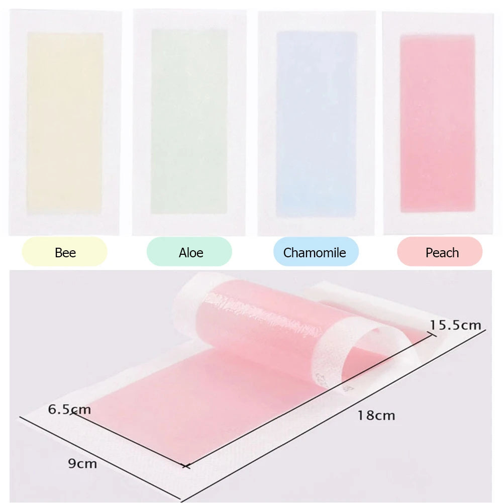 20pcs Hair Removal Wax Strips Roll Underarm Wax Strip Paper Waxing Wipe Sticker Beauty Tool for Face Body Leg Arm Hair Removal