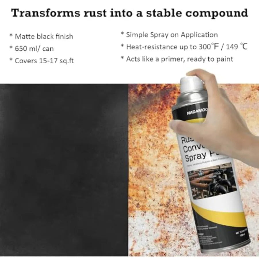 Rust Converter Spray Paint Black for Metal Surfaces 1 Can Long-Lasting Protection and Corrosion Resistance