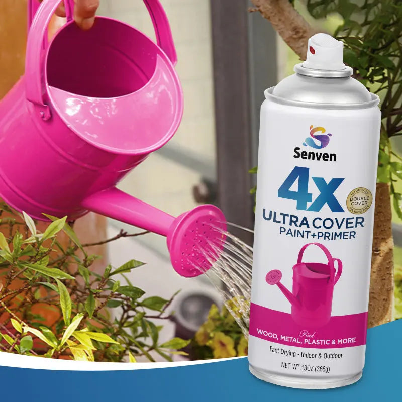 Senven 2 Packs of 26OZ Multi-Surface Spray Paint Kits Pink Primer Paint Quick-Drying Odorless Anti-Rust Formula for Metal Wood