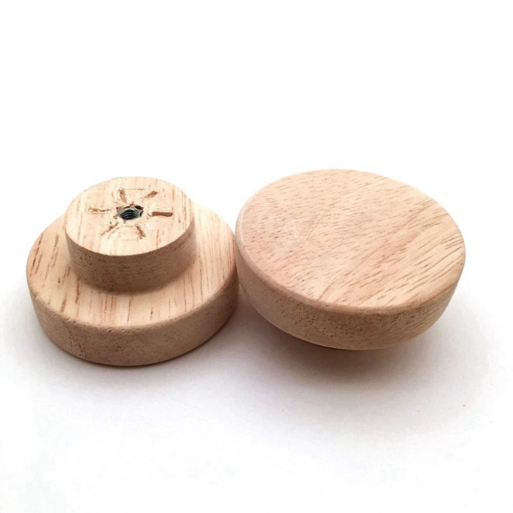 4pcs Wood Round Pull Knobs Natural Wooden Cabinet Drawer Wardrobe Knobs For Cabinet Drawer Handle Furniture Hardware