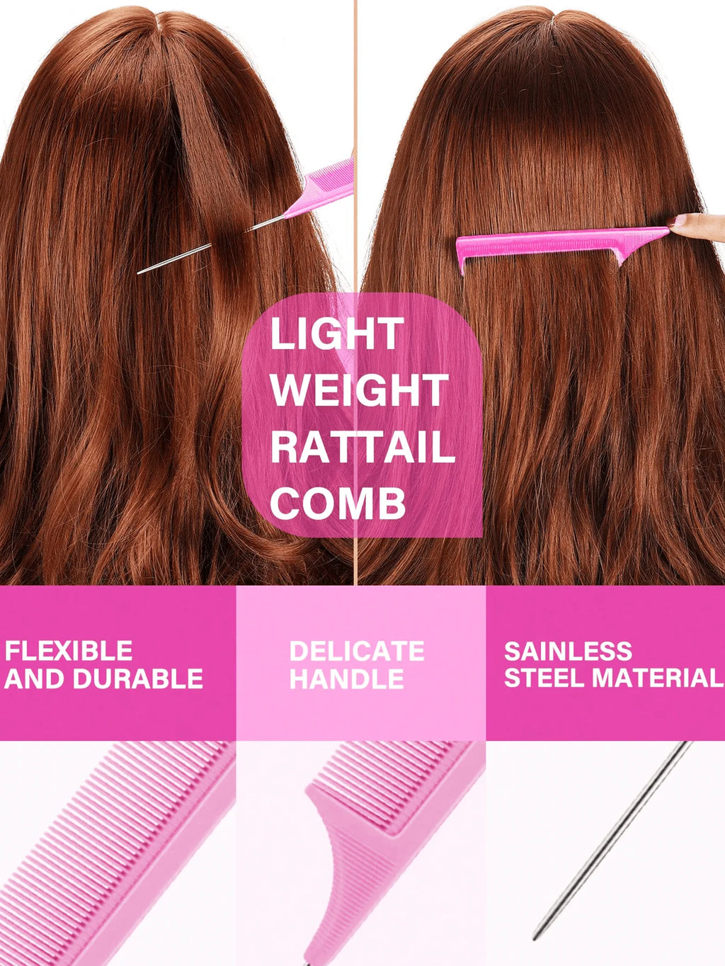 4pcs Slick Back Hair Brush Set With Hair Spray Bottle, Edge Brush Hair Brush Rat, Tail Comb Teasing Brush For Smoothing Baby Hai