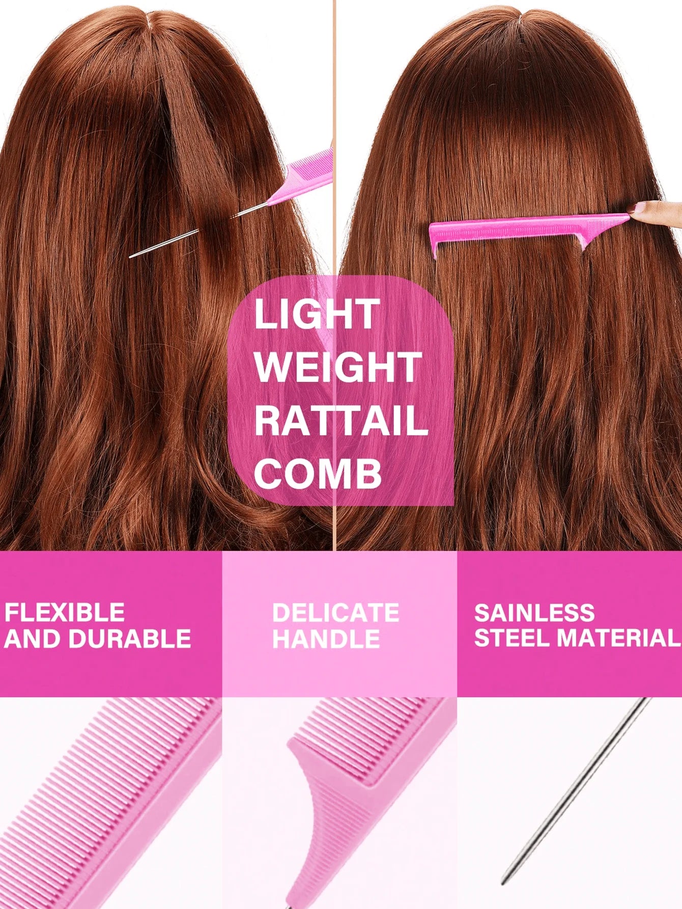 4pcs Slick Back Hair Brush Set With Hair Spray Bottle, Edge Brush Hair Brush Rat, Tail Comb Teasing Brush For Smoothing Baby Hai