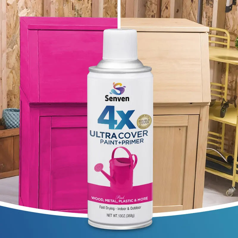 Senven 2 Packs of 26OZ Multi-Surface Spray Paint Kits Pink Primer Paint Quick-Drying Odorless Anti-Rust Formula for Metal Wood