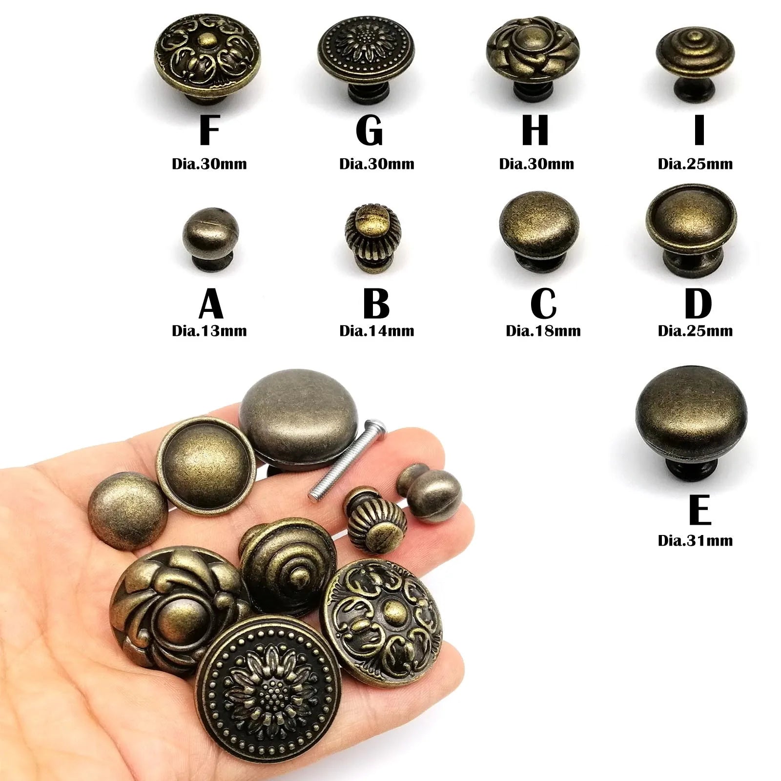 Antique brass Vintage Round Flower Furniture Cabinet Cupboard Dresser Chest Closet Drawer Door Window Handle Pull Knob