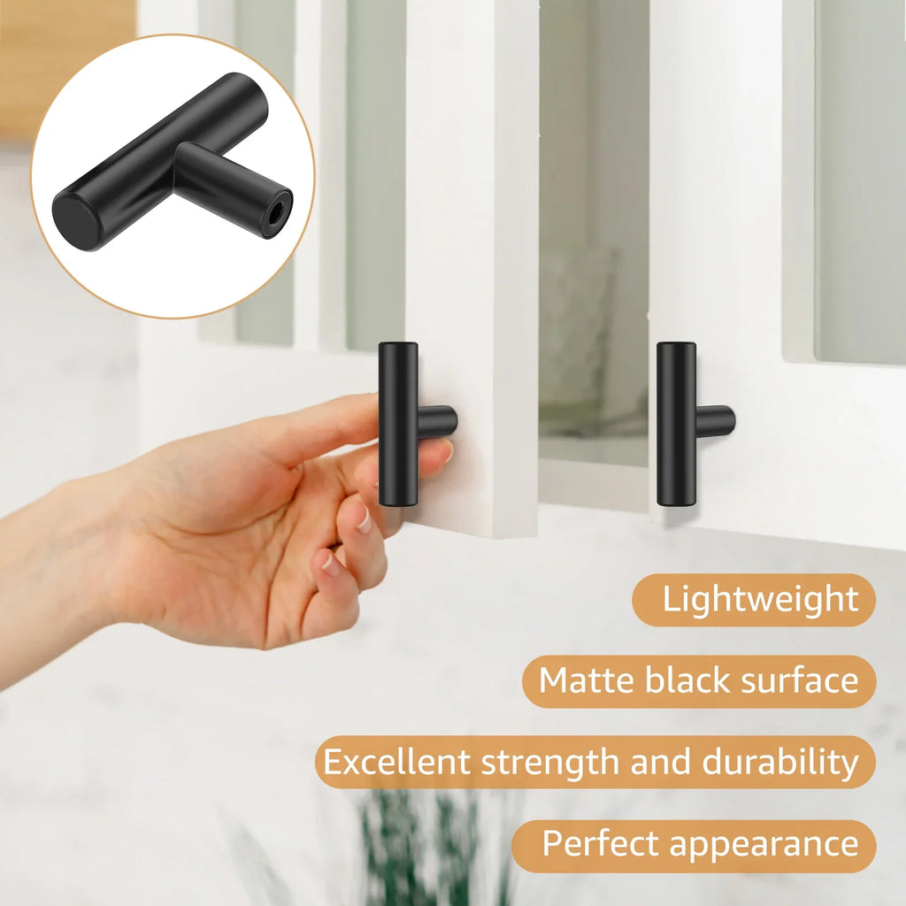 20 Pack Cabinet Knobs Matte Stainless Steel Kitchen Drawer Pulls Single Hole T-Shaped Handles 2 Inch Overall Length