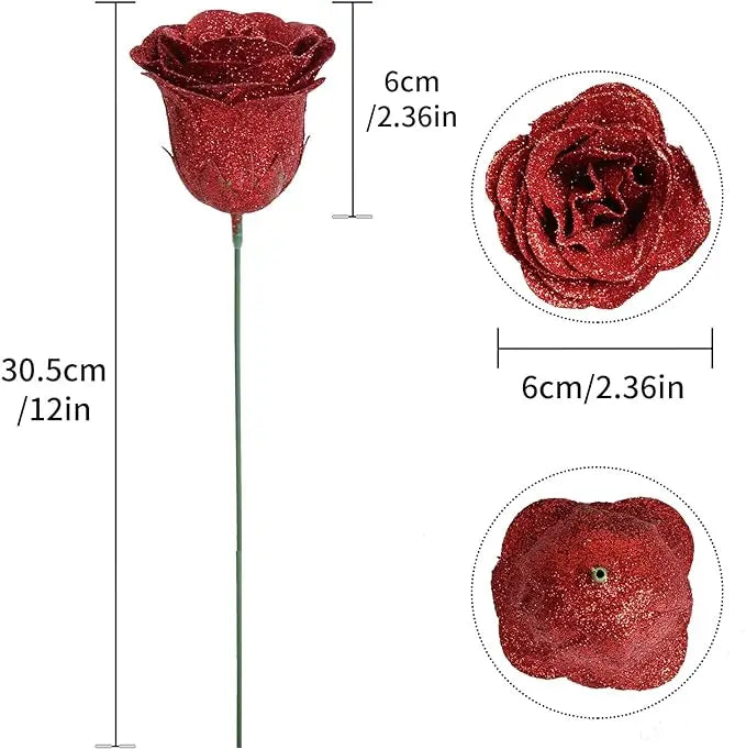 Mother's/Valentine's Day 30/50 pcs 7cm Glitter artificial flower rose girl friend wife DIY bouquet gifts for wedding Birthday