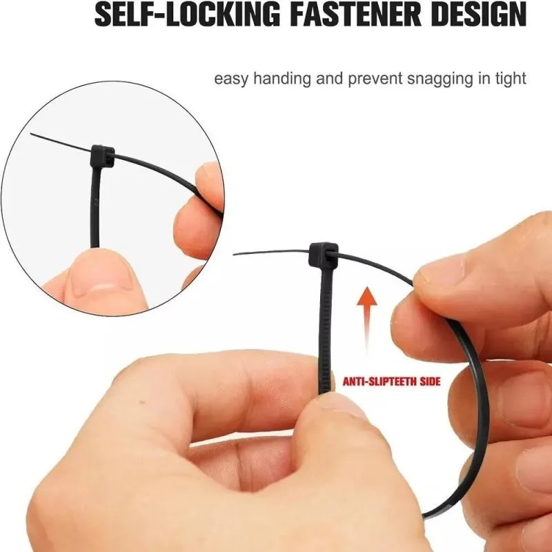 2.8*300mm Nylon Cable Ties - Self-Locking, Heavy-Duty, Smooth Edges, Ideal for Electrical Wiring & Cable Management