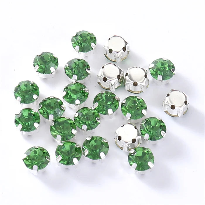 4mm-8mm Glitter Glass Sewing Rhinestones with Sliver Base Round Crystal Strass stones for diamond  Jewellery clothes diy