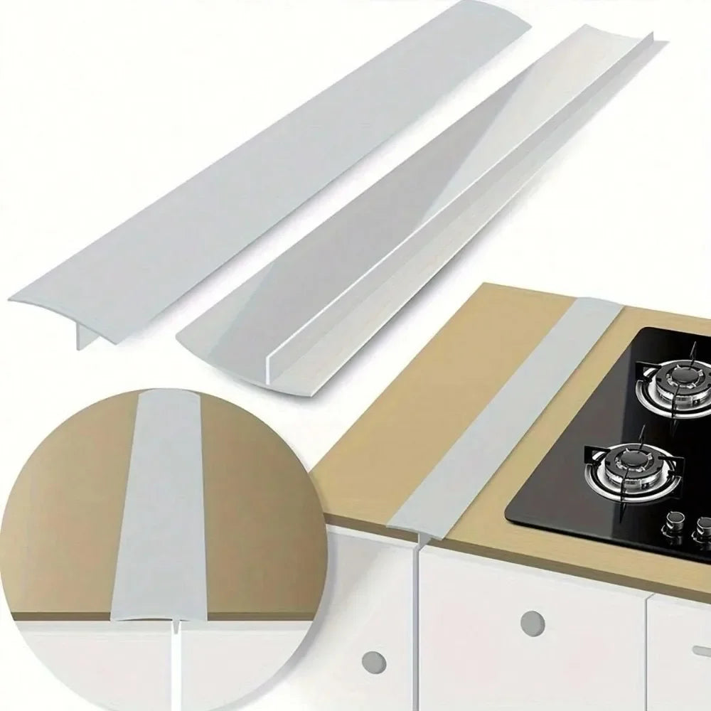 2PCS Kitchen Stove Gap Cover, PVC Self-Adhesive T-Shaped Seal Strip Oil Proof, for Countertop Sink Cabinet Gap Filler, Grey