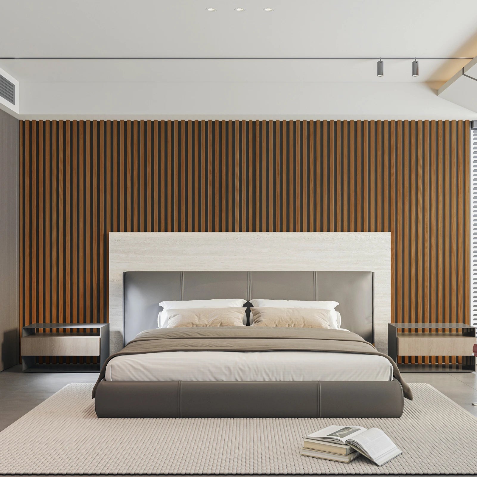 Art3d  4-Panels, Textured Wood-Look 3D Wall & Ceiling Tiles Noise Insulating MDF Grille Design,Acoustic Panels, 24" x 12"