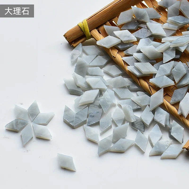 200g Diamond Shape Mosaic Mica Stained Glass Mosaic Tiles Mosaic Making Tiles for Puzzle Art DIY Craft Lamp Table Accessories