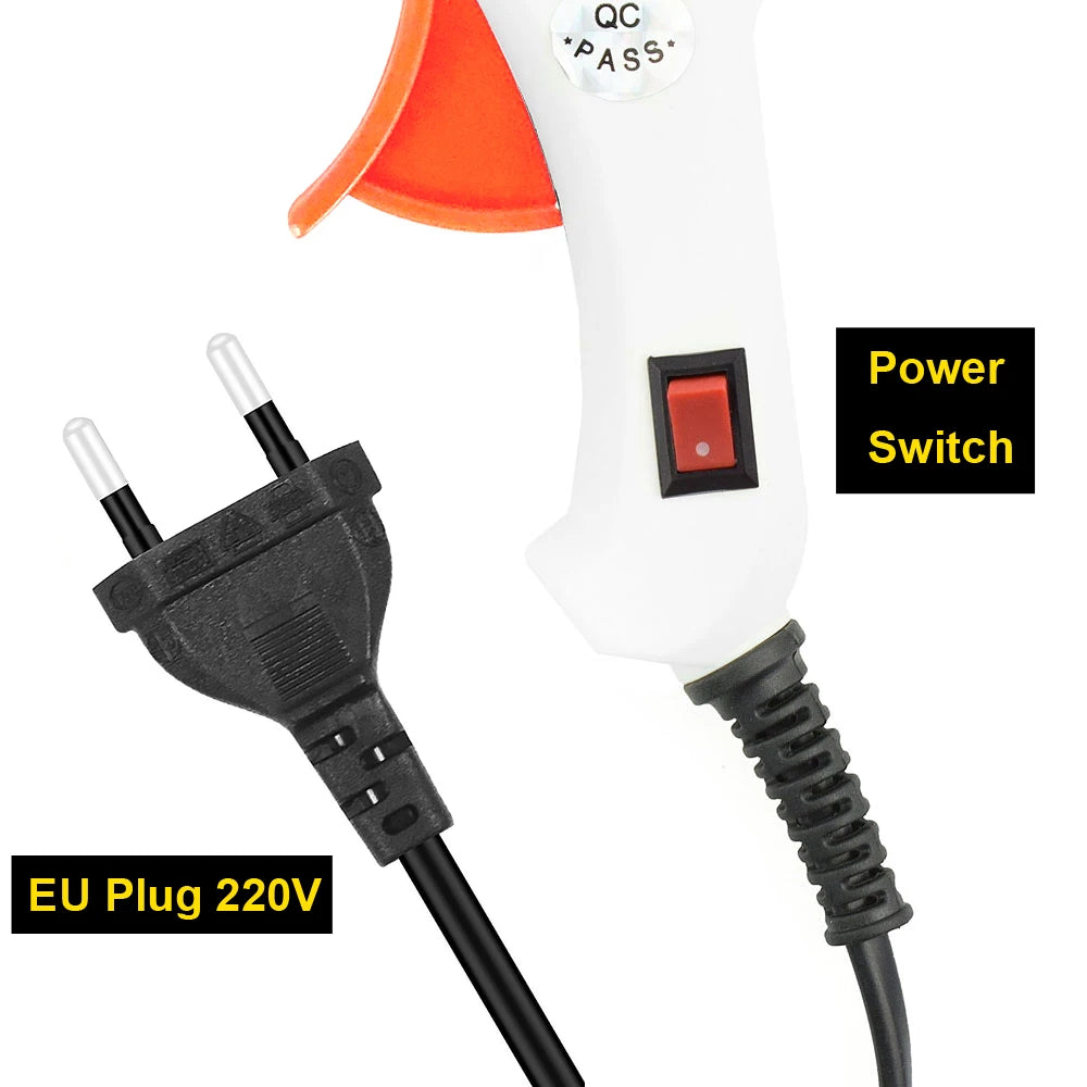 NEWACALOX 20W 220V Hot Melt Glue Gun with 20Pcs 7mm Glue Sticks Industrial Mini Guns Thermo Gluegun Heat Temperature Tool