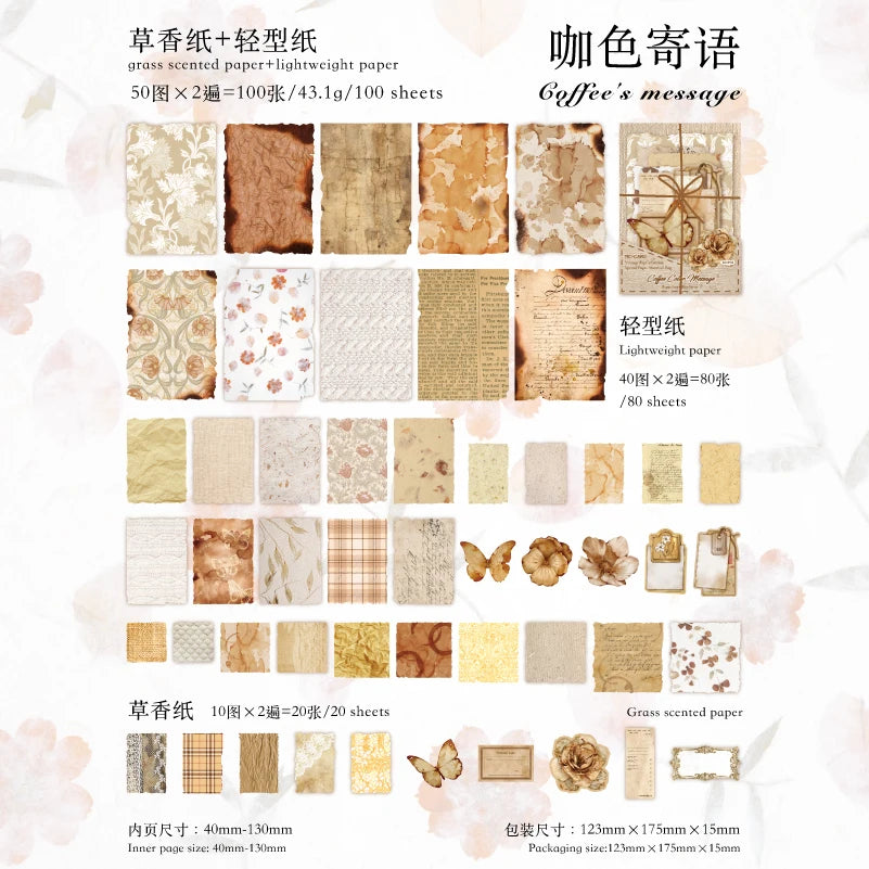4Style Paper Post Office Series Scrapbooking Set Diy Handheld Account Diary Decoration Collage Material