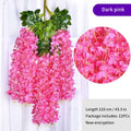 Artificial Wisteria Flower Hanging Garland, Rattan Fake Flower, String Flower, Wedding Party, Garden,  Home Wall Decor, 12PCS