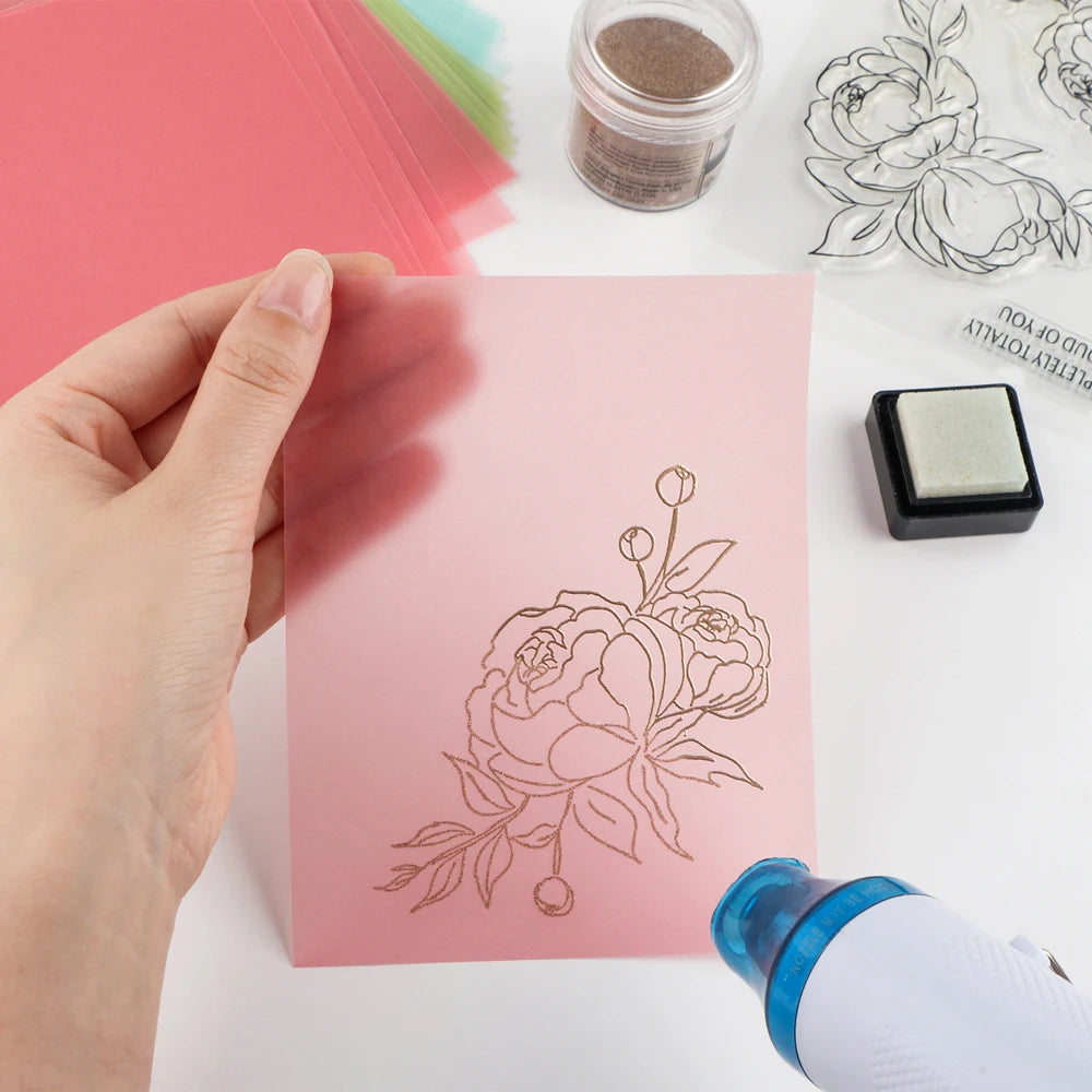 30pcs Colored Gold/Silver Frosted Smooth Vellum Paper Sheets Heat Resistant Translucent Tracing Paper For Embossing Card Making