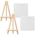 2 set Mini Canvas Easel Set Stretched Painting Panels Diy Art Craft Supply For Oil Painting Kids Adults Gift Decorative