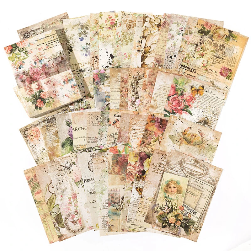100Pcs/Pack Vintage Scrapbooking Decorative Paper Material Perfect for Collage Journaling Craft Diy Supplies