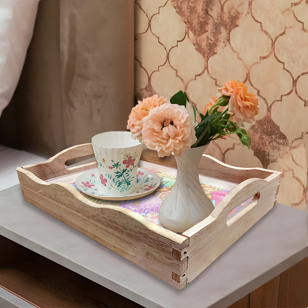 DIY Diamond Painting Tray Kit Heat-Resistant Diamond Painting Wooden Tray Diamond Painting Tray Set for Home Dining and Parties