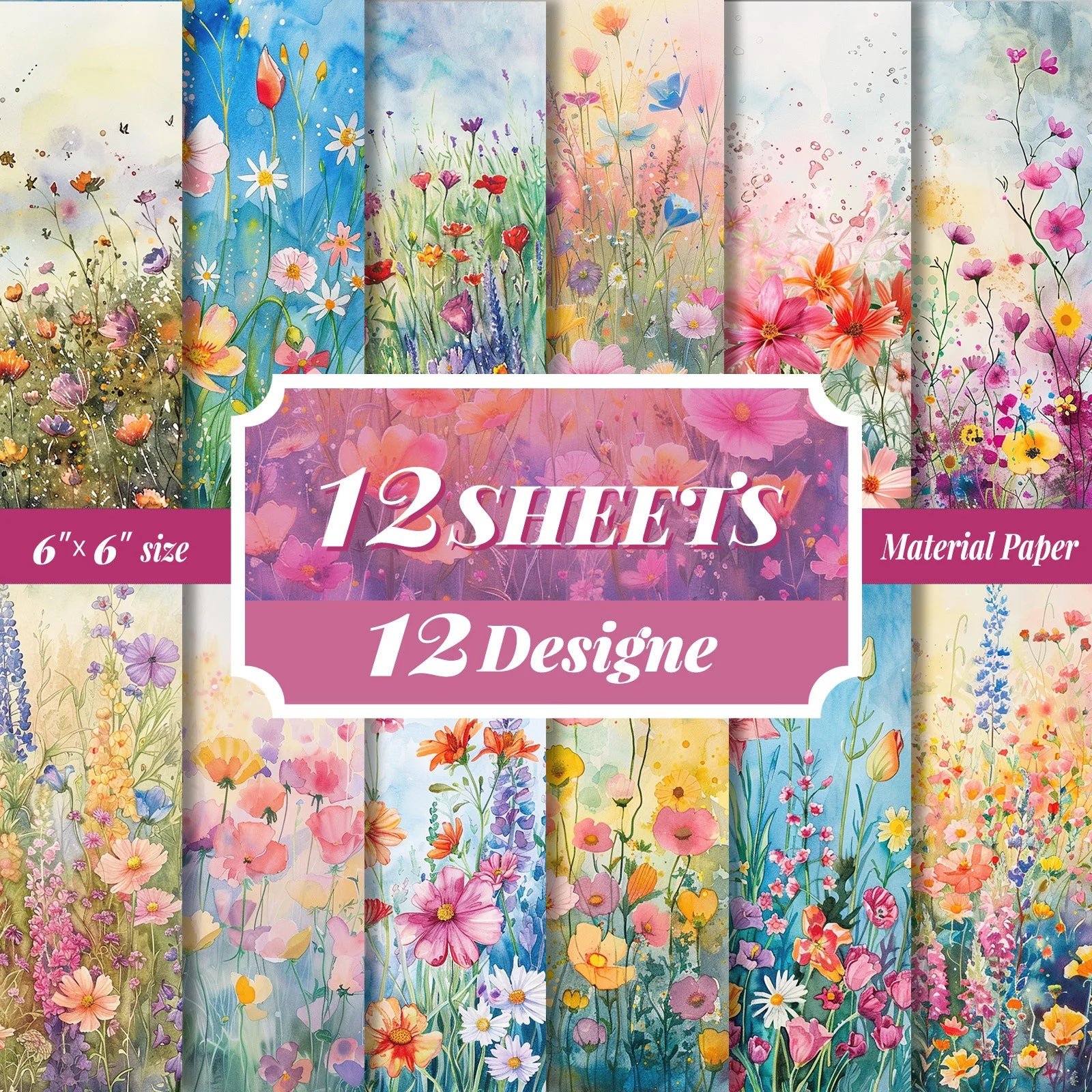 12 Sheet Scrapbooking Paper 15x15cm,  6x6in Scrapbooking Paper Acid-Free Cardstock Backgrounds Card for DIY Art Craft Decoration