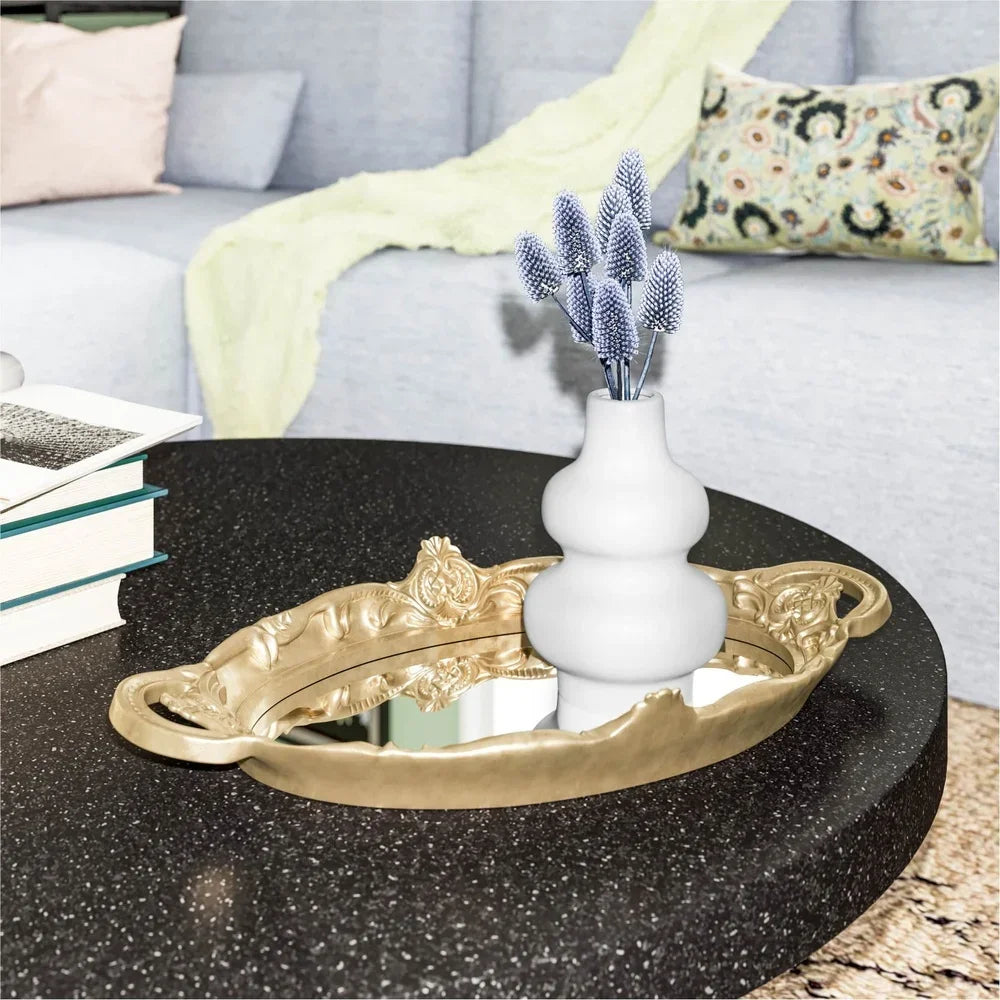 Elegant Gold Framed Mirror Tray Decorative Serving Tray Candles Jewelry Home Decor Perfect Vanities and Coffee Tables