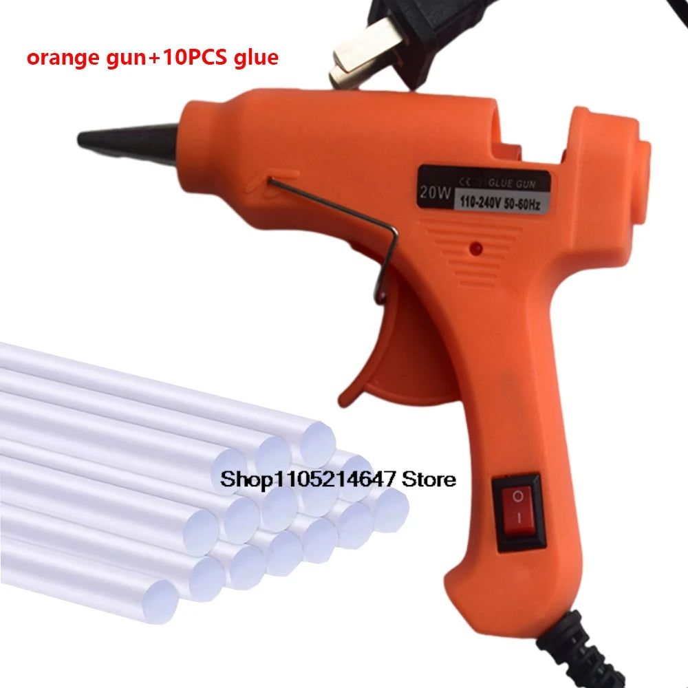 Hot Melt Glue Gun DIY Mini Household Industrial Guns Heat Temperature Thermo EU Electric Repair Tool Use 7mm Glue Sticks 20W