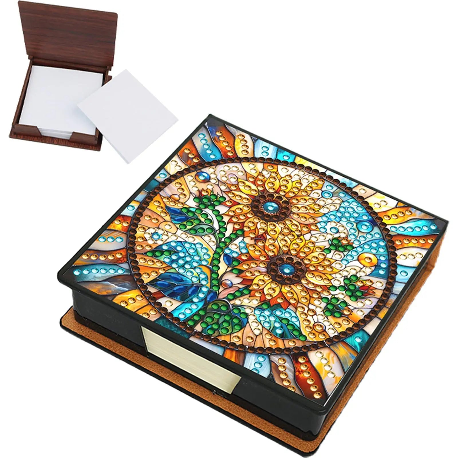 Sunflower PU DIY 5D Diamond Painting Note Box with 150 Sheets for Office Home