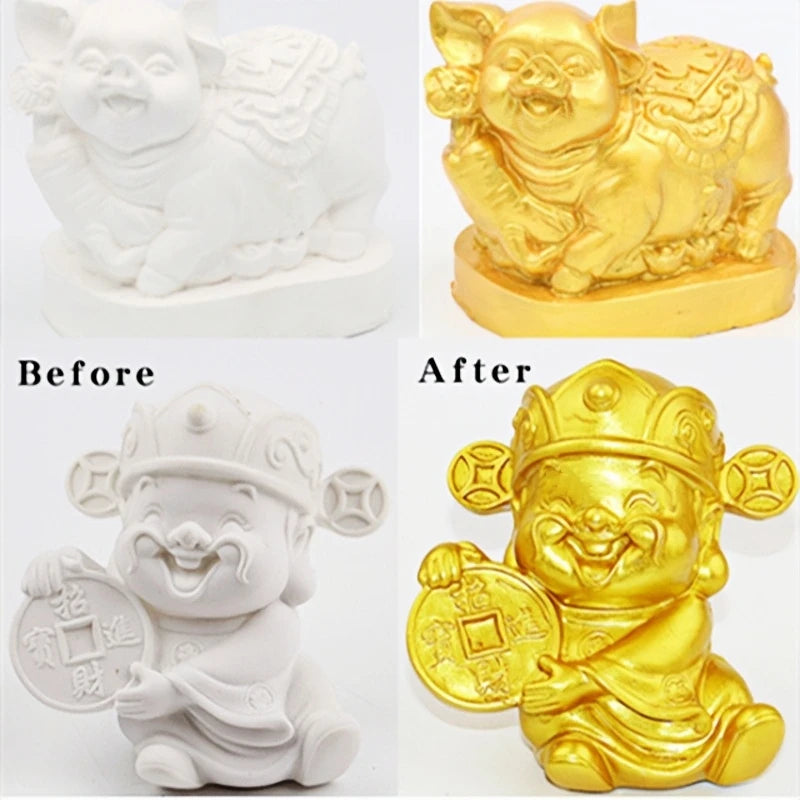 80ml Golden Paint Metal Acrylic Paint Waterproof Pigment Hand Painted Wall Painting Art Pearlescent Pigment Statue Colouring