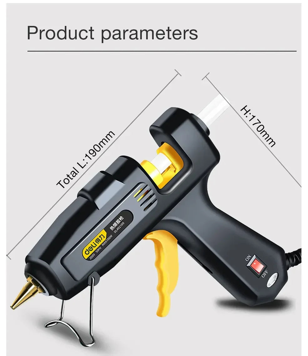 Deli 80W/100W Hot Melt Glue Gun Set With Glue Stick Industrial Glue Guns Thermo Electric Heat Temperature Repair Tool