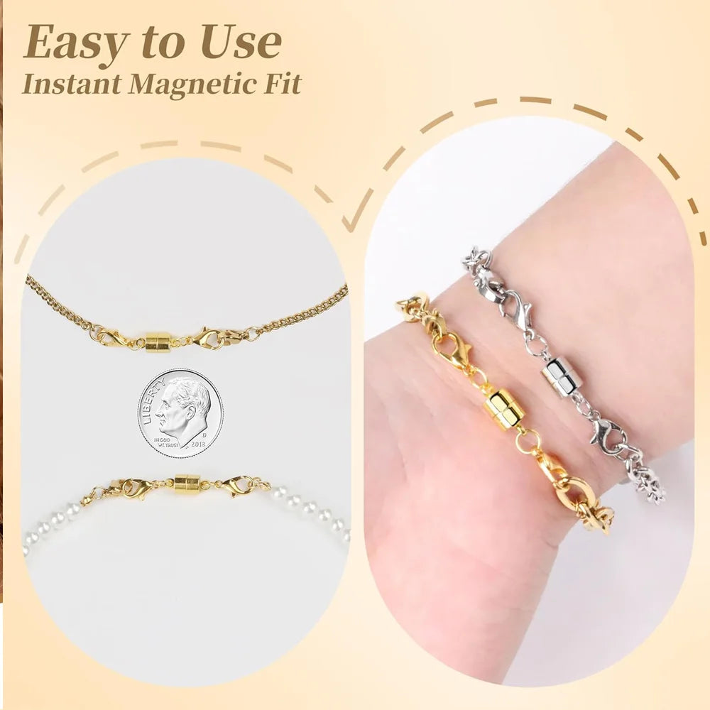 Magnetic Necklace Clasp and Closures with Double Lobster Clasp, Necklace Extenders for Women Jewelry Magnetic Clasps for Necklac