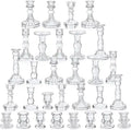 Crystal Taper Candle Holders - 30 Pack Clear Glass Candlestick Holders for 0.8 Inch Candles, Decorative Crystal Candle Accessori