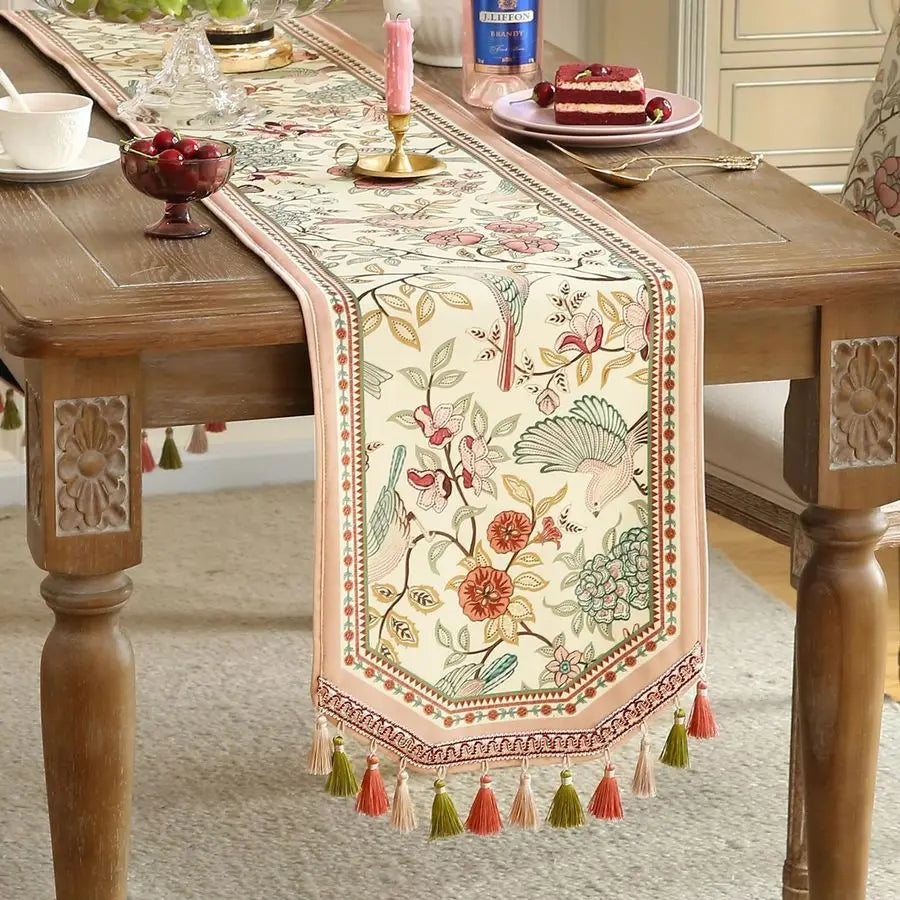 Velvet French Table Runner Farmhouse for Home Kitchen Dining Decor Parties Family Dinners Wedding 1263