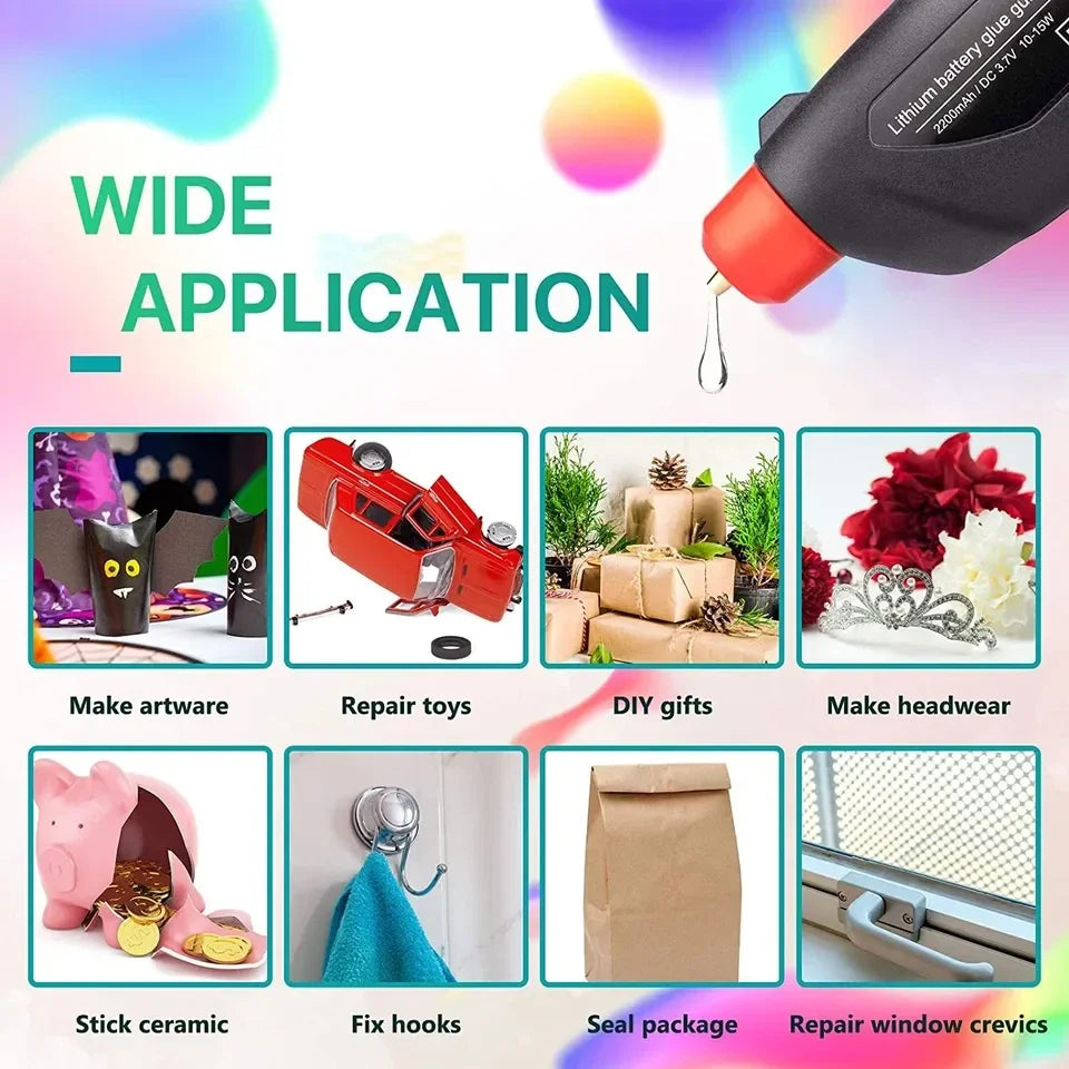 Hot Melt Glue Gun Rechargeable Cordless Mini Fast Preheating Hot Glue Gun Kits For Crafting DIY Repair Tools With 30 Glue Sticks