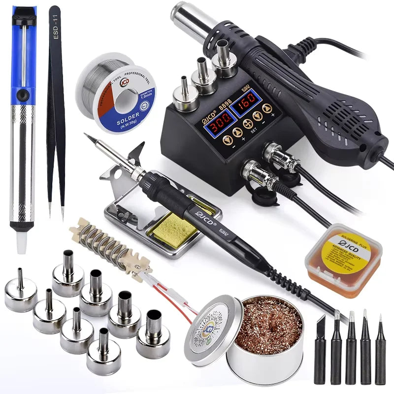 2 in 1 750W Soldering Station LCD Digital display welding rework station for cell-phone BGA SMD PCB IC Repair solder tools 8898