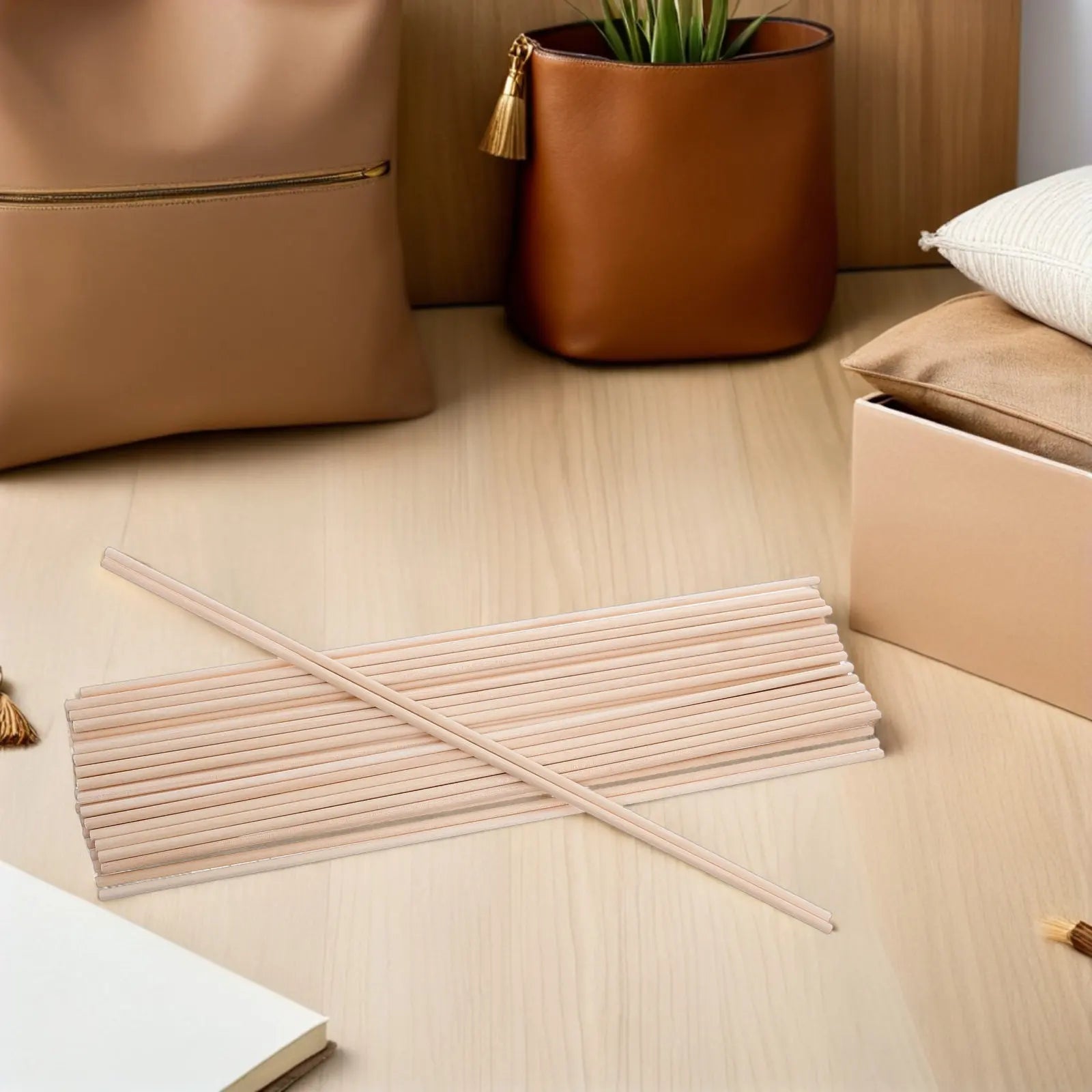 100Pcs Natural Hardwood Round Wooden Dowels Smooth Craft Sticks DIY Cake Doweling Rods Supplies Round Hardwood Stick