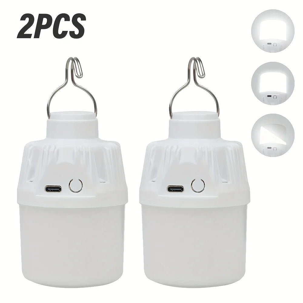 1/2/4PCS Outdoor Camping Portable Electric Lamp, Portable LED Camping Light Bulb, USB Charging, 3 Lighting Modes, White/Orange