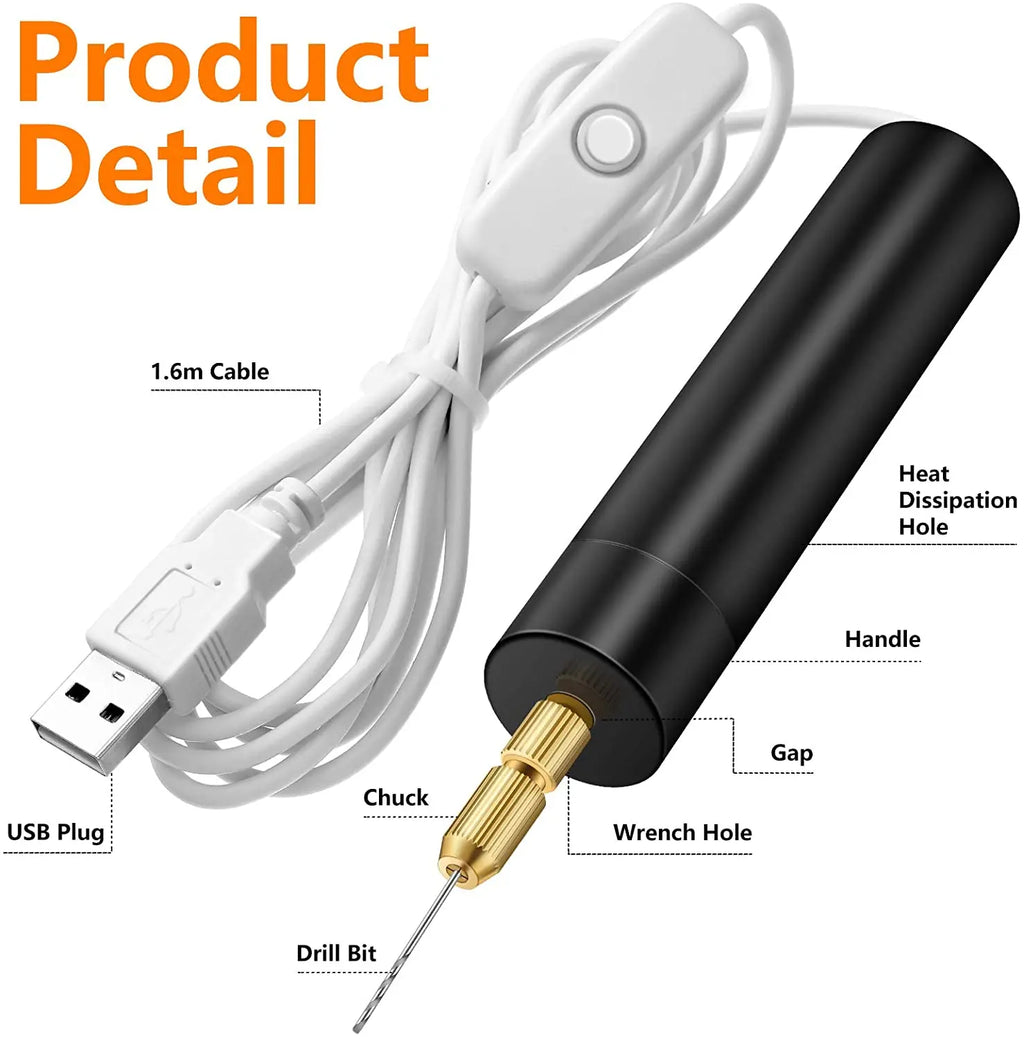Mini Electric USB Drill Portable Handheld Drill Engraving Pen Rotary Tool Kit Jewelry Tool Carving DIY Tool