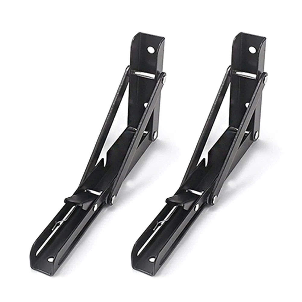 2Pcs Collapsible Shelf Bracket Max Load 90kg/198lb Wall Mounted Shelf Bracket Stainless Steel Workbench Support for Bench Table