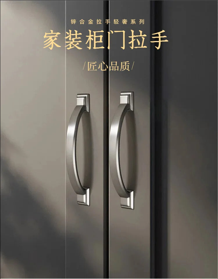 Nickel Brushed Kitchen Cabinet Pulls Silver Wardrobe Drawer Handles Zinc Alloy Single Hole Knobs Modern Furniture Door Handles