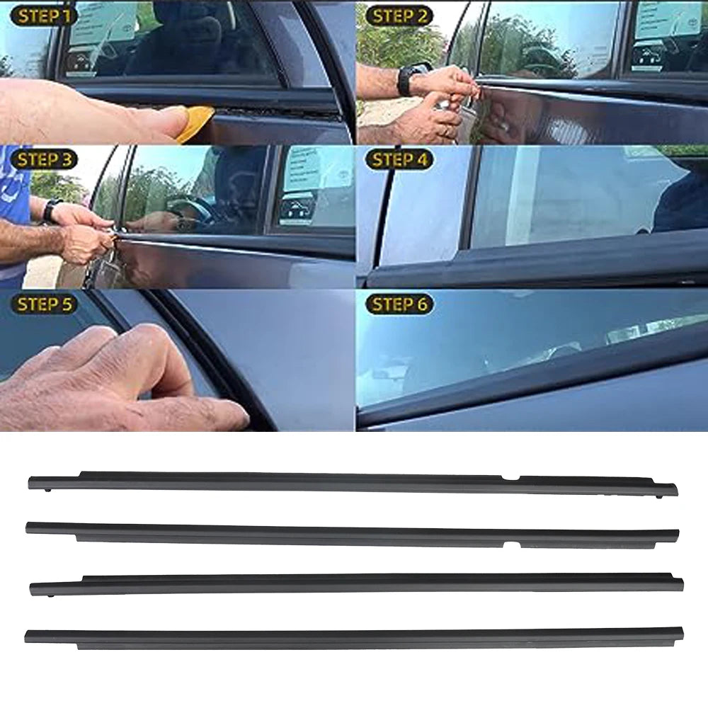7573012300 7571002210 4Pcs Window Weatherstrip Rear Door Moulding Trim Seal Belt Sealing Strips For Toyota Corolla 2009-2012