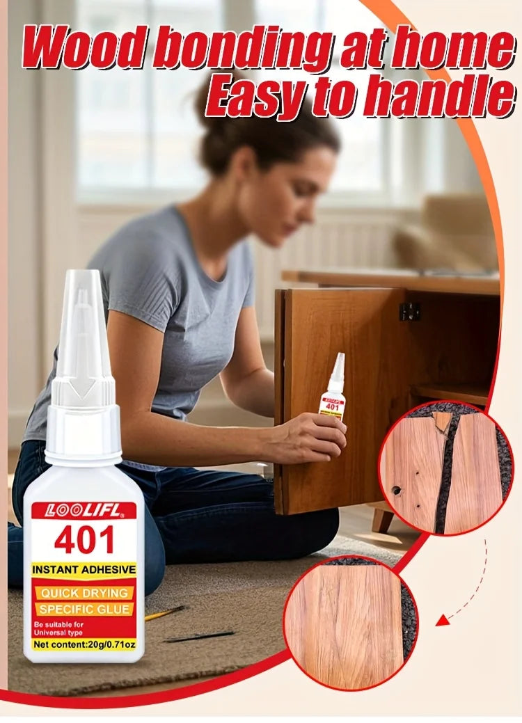 3PCS 401 super glue,wood repair glue,suitable for wood,metal,plastic,fixing cabinets,doors,floors, guitars,hanging decorations