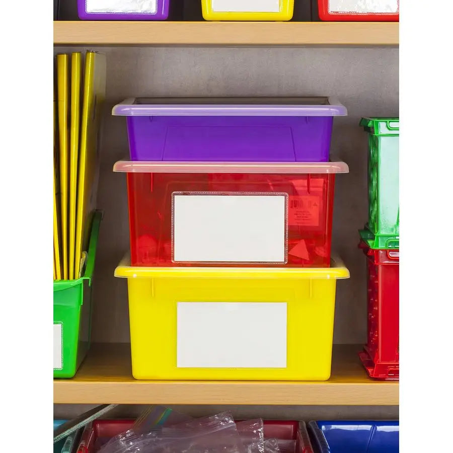 Letter Size Flat Storage Tray Organizer Bin with NonSnap Lid for Classroom, Office and Home, Assorted Colors, Pack of 5 62534U05