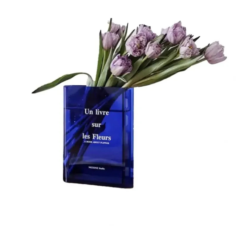 Acrylic Book Shaped Flower Arrangement Box,Book Vase,Nordic Style Acrylic Vase,Hydroponic Flowers,Desktop Decoration Ornament