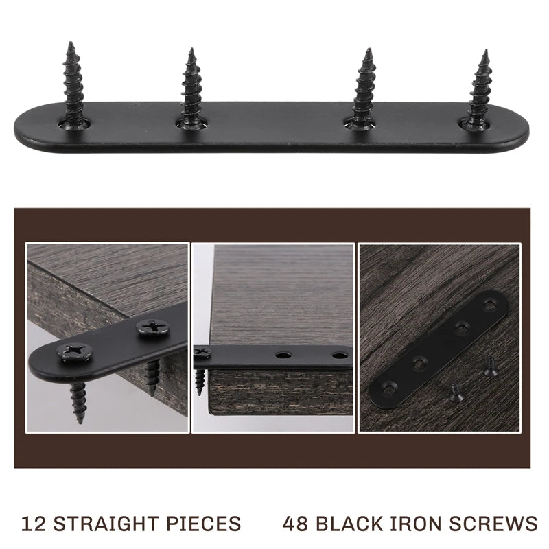 12 PCS Straight Brackets Stainless Steel Brace Flat Metal Brackets Mending Repair Plate With Screws For Wood
