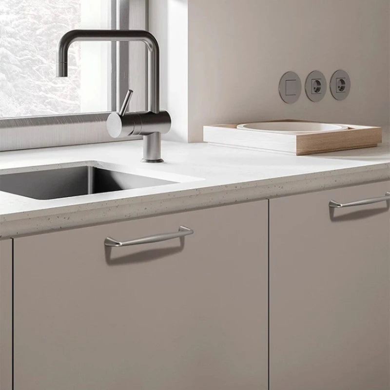 Nickel Brushed Kitchen Cabinet Pulls Silver Wardrobe Drawer Handles Zinc Alloy Single Hole Knobs Modern Furniture Door Handles