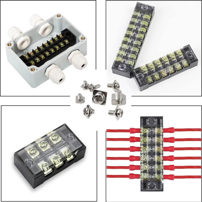 1/2 Box (160Pcs/box) M3 M3.5 M4 M5 Terminal Block Screws Assortment Kit with Square Washers Nickel Plated Carbon Steel Screws