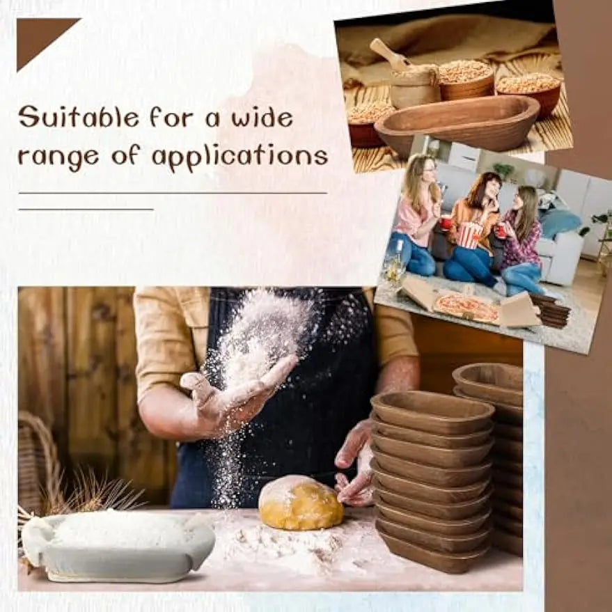 20 Pcs Wooden Dough Bowls Bulk 8.6 Inch Rustic Vintage Hand Carved Wood Dough Bowls Dining for DIY Home Crafts Making Farmhouse