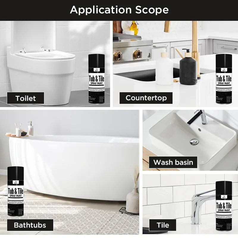 Tub and Tile Spray Paint Black Gloss Aerosol Spray Tile Paint Bathtub Refinishing Kit for Tiles Ceramic Porcelain
