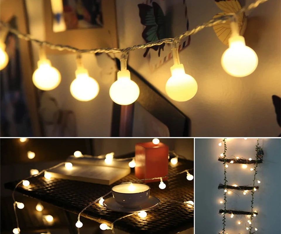 Globe String Fairy Lights usb 10m Multicoloured Festoon Lights Outdoor Colour 5V Hoilday Lighting Christmas Room Decoration