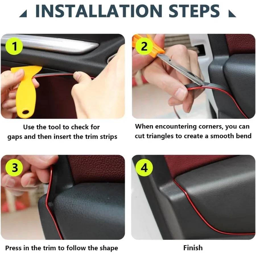 Car Interior Trim Strips 16Ft Bendable Flexible Automobile Molding Line Strip Garnish for Dashboard Door Edge Trim Insta